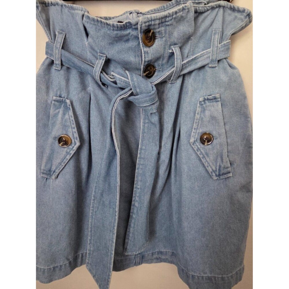 Who What Wear Denim Paperbag Waist Mini Skirt | Women's size 6